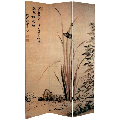 6" Double Sided Cranes Room Divider Beige - Oriental Furniture 2 6" Double Sided Cranes Room Divider Beige - Oriental Furniture - Image 2