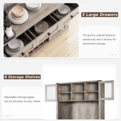 Whizmax 72" Tall Kitchen Pantry Cabinet, Kitchen Hutch Storage Cabinet With Sliding Barn Door, Buffet Sideboard With Microwave Stand And 3 Drawers -Baxton Studio Shop GUEST f816b0f3 a57f 4434 8dc7 5849ca05c2b8