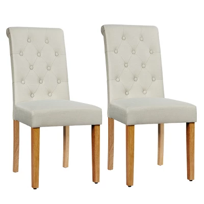 Costway Set Of 2 Parsons Upholstered Fabric Chair With Wooden Legs Pink/Beige/Grey/White&Black 10 Costway Set Of 2 Parsons Upholstered Fabric Chair With Wooden Legs Pink/Beige/Grey/White&Black - Image 10