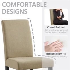 Yaheetech 4pcs Upholstered Fabric Dining Chairs With Solid Wood Legs For Dining Room -Baxton Studio Shop GUEST f83b51b2 05b7 451b b5b5 877f21f9a78f