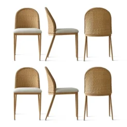 Rattan Dining Room Chair, Linen Dining Chair With Double Layer Rattan Back, Cane Dining Chair With Metal Legs - Maison Boucle 19 Rattan Dining Room Chair, Linen Dining Chair With Double Layer Rattan Back, Cane Dining Chair With Metal Legs - Maison Boucle -Baxton Studio Shop GUEST f8583324 31ad 4bf0 94fa 79afad12841c