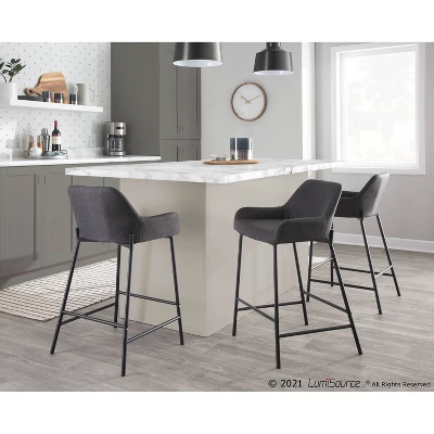 Set Of 2 Daniella Metal/Polyester Counter Height Barstools - LumiSource 9 Set Of 2 Daniella Metal/Polyester Counter Height Barstools - LumiSource - Image 9