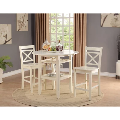 Tartys Counter Height Drop Leaf Dining Table Wood/Cream - Acme Furniture 2 Tartys Counter Height Drop Leaf Dining Table Wood/Cream - Acme Furniture - Image 2