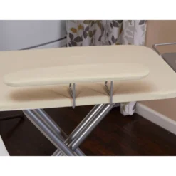 Household Essentials Wide Mega Ironing Board 4 Leg Silver Frame: XL Full Size Collapsible Ironing Table, Metal, Beige -Baxton Studio Shop GUEST f8b18ed1 846b 492a 9033 2243f126c5a3