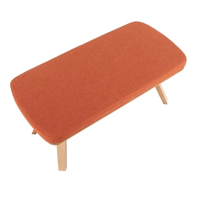 42" Folia Bench Polyester/Wood Natural/Orange - LumiSource 4 42" Folia Bench Polyester/Wood Natural/Orange - LumiSource - Image 4