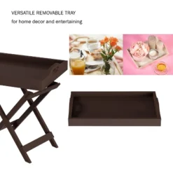 Hastings Home Folding Side Table With Removable Tray Top - Brown -Baxton Studio Shop GUEST f93066d9 538d 4764 a71d 3b479557cf00