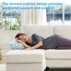 Mjkone 110" U-Shaped Sectional Sofa Couches With Double Chaises And Sleepable Armrests,Corduroy Upholstered 4-Seater Sofa -Baxton Studio Shop GUEST f9687f2d 3909 4b67 91cc 3256ab4b3a9a