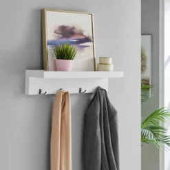 26.6" X 5.75" Coat Rack And Shelf White - Danya B.