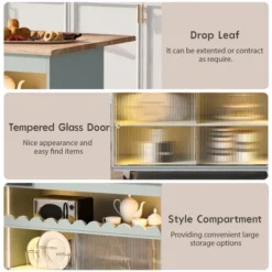 Kitchen Island, With Drop Leaf Kitchen Cart On Wheels, With Large Kitchen Island Cart With 2 Cabinet And 1 Open Shelf -Baxton Studio Shop GUEST f989d34b 1b69 4521 b0af e569b5d015d9