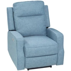 HOMCOM Electric Power Recliner Armchair With USB Charging Station, Sofa Recliner With Linen Upholstered Seat And Retractable Footrest, Blue -Baxton Studio Shop GUEST f99e5531 8ab5 4633 8645 fb0763833ddc