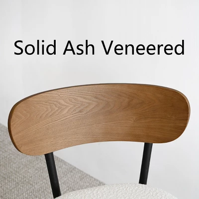 Dining Chairs Set Of 4, Armless Side Chairs With Black Metal Legs, Cream Boucle Seats And Curved Backrest For Dining Room-Maison Boucle 5 Dining Chairs Set Of 4, Armless Side Chairs With Black Metal Legs, Cream Boucle Seats And Curved Backrest For Dining Room-Maison Boucle - Image 5