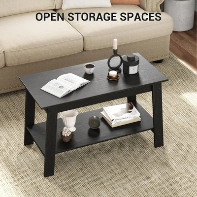 31.5" Industrial Farmhouse Coffee Table With 2-Tier Storage, Rustic Wooden Finish Side Tables For Living Room And Bedroom, Narrow Space-Saving Design 3 31.5" Industrial Farmhouse Coffee Table With 2-Tier Storage, Rustic Wooden Finish Side Tables For Living Room And Bedroom, Narrow Space-Saving Design - Image 3