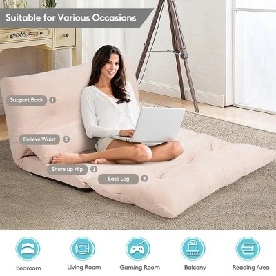 Costway Floor Sofa Bed 6-Position Adjustable Sleeper Lounge Couch With 2 Pillows 8 Costway Floor Sofa Bed 6-Position Adjustable Sleeper Lounge Couch With 2 Pillows - Image 8