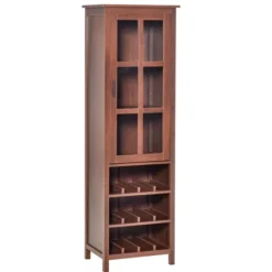 HOMCOM Tall Wine Cabinet, Bar Display Cupboard With 12-Bottle Wine Rack, Glass Door And 3 Storage Compartment For Living Room, Home Bar, Dining Room -Baxton Studio Shop GUEST f9e79754 807b 4433 af6a a3323327b49c