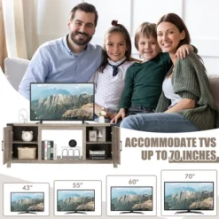 Costway 62'' Farmhouse TV Stand Entertainment Center For TVs Up To 70 Inches Natural 15 Costway 62'' Farmhouse TV Stand Entertainment Center For TVs Up To 70 Inches Natural -Baxton Studio Shop GUEST fa026d0b 35f9 494b 814e ae89e9fdcffd