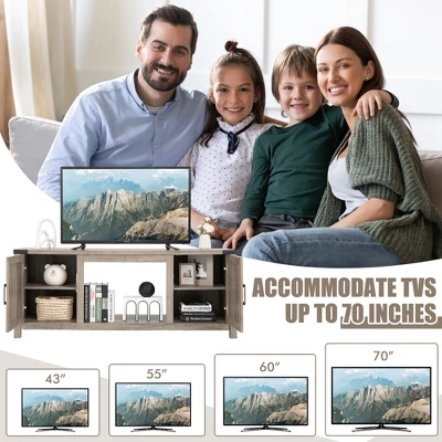 Costway 62'' Farmhouse TV Stand Entertainment Center For TVs Up To 70 Inches Natural 7 Costway 62'' Farmhouse TV Stand Entertainment Center For TVs Up To 70 Inches Natural - Image 7