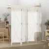 HOMCOM 4-Panel Folding Room Divider, 5.6 Ft Tall Freestanding Paulownia Wood Privacy Screen Panels For Indoor Bedroom Office