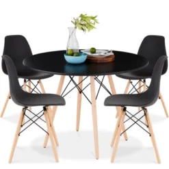 Best Choice Products 5-Piece Compact Mid-Century Modern Dining Set W/ 4 Chairs, Wooden Legs, Plastic Seats -Baxton Studio Shop GUEST fa24e87e b31c 48c2 85d5 7fd4d6ac98f5