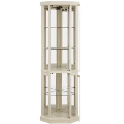 YOOCOZZ Corner Lighted Curio Cabinet Glass Display Case With Light For Living Room Antique Collection Wine Bar Glass Storage