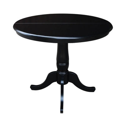 36" Round Top Pedestal Dining Table With 12" Drop Leaf - International Concepts 2 36" Round Top Pedestal Dining Table With 12" Drop Leaf - International Concepts - Image 2