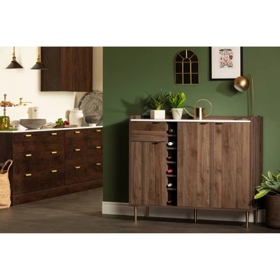 Hype 3-Door Buffet Server With Storage Walnut - South Shore 2 Hype 3-Door Buffet Server With Storage Walnut - South Shore - Image 2