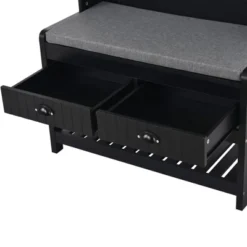 33.5" 3-in-1 Design Hall Tree With 4 Hooks, Coat Hanger And Entryway Storage Bench - ModernLuxe -Baxton Studio Shop GUEST fa8cb650 8347 4465 8489 58287faf734c