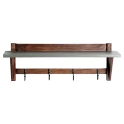 Brookside Entryway Coat Hook And Bench Concrete Coated Top And Wood Light Gray/Brown - Alaterre Furniture -Baxton Studio Shop GUEST fa9c8e0b e80f 434c 9175 5ca436a0ad67