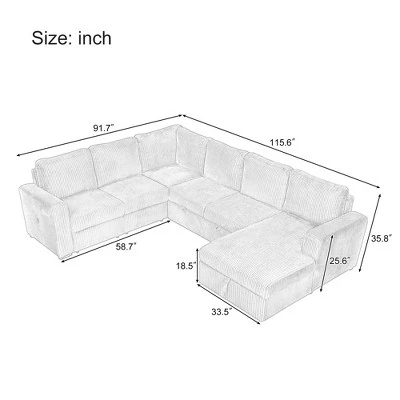 U-Shaped Modular Sofa With Storage Lounge Chair, 6-Seater Oversized Sofa With USB Interface - ModernLuxe 7 U-Shaped Modular Sofa With Storage Lounge Chair, 6-Seater Oversized Sofa With USB Interface - ModernLuxe - Image 7