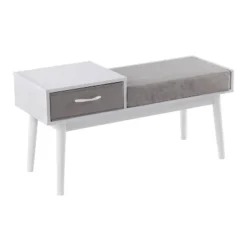 40" Telephone Polyester Wood Contemporary Bench - LumiSource -Baxton Studio Shop GUEST fb02c5e9 ef98 4c06 b813 0e50390bd549