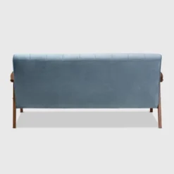 Asta Velvet Upholstered Wood Sofa Light Blue/Walnut - Baxton Studio -Baxton Studio Shop GUEST fb0d6e25 e8b5 4ea4 9aca 6a118e115cf5