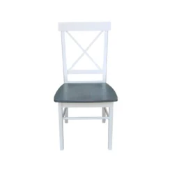 Set Of 2 X Back Chairs With Solid Wood Seat White/Gray - International Concepts