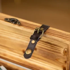 Vintiquewise Vintage Wooden Wine Gift Box – Rustic Single Bottle Holder With Locking Latch, Decorative Brass Accents, And Faux Leather Straps -Baxton Studio Shop GUEST fb0ffd98 358b 4511 a00f ff47fa6d6eb9