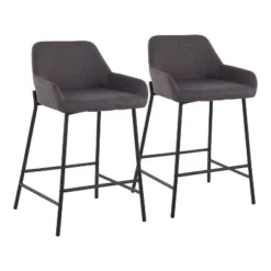 Set Of 2 Daniella Metal/Polyester Counter Height Barstools - LumiSource 24 Set Of 2 Daniella Metal/Polyester Counter Height Barstools - LumiSource -Baxton Studio Shop GUEST fb158ddb 22ed 4afb b22e 2f40eac635c9