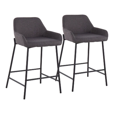 Set Of 2 Daniella Metal/Polyester Counter Height Barstools - LumiSource 10 Set Of 2 Daniella Metal/Polyester Counter Height Barstools - LumiSource - Image 10