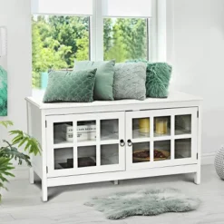 50''TV Stand Modern Wood Storage Console Entertainment Center W/ 2 Doors White 8 50''TV Stand Modern Wood Storage Console Entertainment Center W/ 2 Doors White -Baxton Studio Shop GUEST fb60a262 43a7 4429 8586 b9c5be2b6596