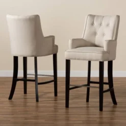 2pc Aldon Upholstered And Wood Bar Stool Set - Baxton Studio -Baxton Studio Shop GUEST fb75c636 7e33 4193 8c94 575d6beef286