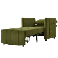 TIRAMISUBEST 5-in-1 Green Convertible Sofa Bed,Space-Saving Sleeper Chair,Adjustable Backrest & Storage, Foldable Futon For Small Spaces, Apartments -Baxton Studio Shop GUEST fb9ede66 8b74 4fd0 bc23 488e224d92f5