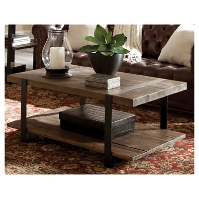 42" Modesto Solid Coffee Table Brown - Alaterre Furniture: Industrial Style, Wood, Metal Legs, Fixed Shelf 1 42" Modesto Solid Coffee Table Brown - Alaterre Furniture: Industrial Style, Wood, Metal Legs, Fixed Shelf