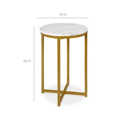 Best Choice Products 16in Faux Marble Modern Round Living Room Accent Side Table W/ Metal Frame 6 Best Choice Products 16in Faux Marble Modern Round Living Room Accent Side Table W/ Metal Frame - Image 6