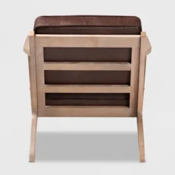 Sigrid Faux Leather Upholstered Wood Armchair Dark Brown/Antique Oak - Baxton Studio 9 Sigrid Faux Leather Upholstered Wood Armchair Dark Brown/Antique Oak - Baxton Studio -Baxton Studio Shop GUEST fbf65c22 aa4d 4162 aea2 3a352785f78f