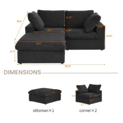 Cloud Modular Sectional Sofa Couch,Convertible Couches With Storage Ottoman For Living Room,Covers Washable&Replaceable -Baxton Studio Shop GUEST fc184a08 972d 4bbf 991f de5464b0c04c
