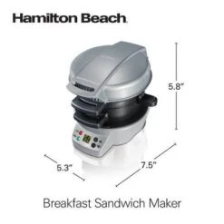 Hamilton Beach Breakfast Sandwich Maker With Timer - Dark Gray - 25478: Nonstick, Cool Touch Handle, 600W, Dishwasher-Safe -Baxton Studio Shop GUEST fc6ca19f 25a1 4478 a16f e9ed368c1645