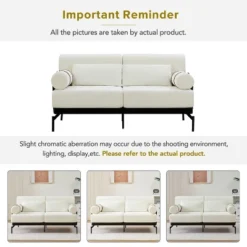 Modern Loveseat Sofa 59" Sofa Couch 2-Seater Sofa With Flexible USB Ports , Unique Cylindrical Armrests For Living Room, Beige -Baxton Studio Shop GUEST fc78fb00 bbae 4ee3 a613 a4d7ed034d65