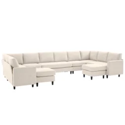 Hyleory Spacious 12-Seater U-Shaped Modular Sofa With Ottomans,Relaxed Style, Reconfigurable Design -Baxton Studio Shop GUEST fca05358 2508 4b9c 8e75 dacef7617d0a