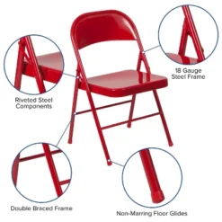 Emma And Oliver 2 Pack Home & Office Double Braced Party Events Steel Metal Folding Chair -Baxton Studio Shop GUEST fccbbfa2 ffd6 4784 bffd e059cbab6ae4