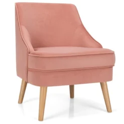 Costway Accent Chair Velvet Upholstered Single Sofa With Rubber Wood Legs PinkGreenGrey -Baxton Studio Shop GUEST fcdb3279 b5b5 48f8 a276 1c471ab2e36d