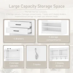 TIRAMISUBEST 4-in-1 Detachable Hall Tree With Storage And 7 Hooks - White Entryway Organizer With Storage -Baxton Studio Shop GUEST fd080019 5875 477a 8400 1236cacc1d12
