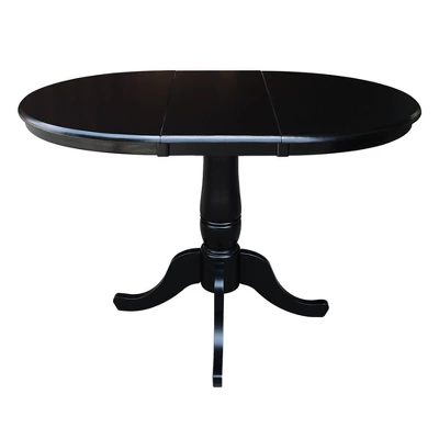 36" Round Top Pedestal Dining Table With 12" Drop Leaf - International Concepts 4 36" Round Top Pedestal Dining Table With 12" Drop Leaf - International Concepts - Image 4