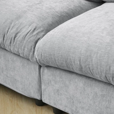 Cloud Couch Modular Sectional Sofa,100.5" U Shaped Couch, Oversized Convertible Wide Seater,3 Seater With 2 Ottomans For Living Room SetGray 14 Cloud Couch Modular Sectional Sofa,100.5" U Shaped Couch, Oversized Convertible Wide Seater,3 Seater With 2 Ottomans For Living Room SetGray - Image 14