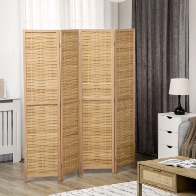 HOMCOM Room Divider, 5.5' Tall Bamboo Portable Folding Privacy Screens, Hand-Woven Double Side Partition Wall Dividers For Home, Natural 2 HOMCOM Room Divider, 5.5' Tall Bamboo Portable Folding Privacy Screens, Hand-Woven Double Side Partition Wall Dividers For Home, Natural - Image 2